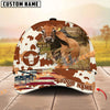 Unijames Cattle American Flag Cowhide Personalized Name 3D Classic Cap