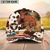 Unijames Cattle American Flag Cowhide Personalized Name 3D Classic Cap