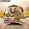 Unijames Cattle American Flag Cowhide Personalized Name 3D Classic Cap