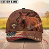 Unijames Cattle Brown Carving American Flag Personalized Name 3D Cap