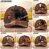 Unijames Cattle Brown Carving American Flag Personalized Name 3D Cap