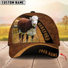 Unijames Cattle Brown Leather Pattern Personalized Name Cap