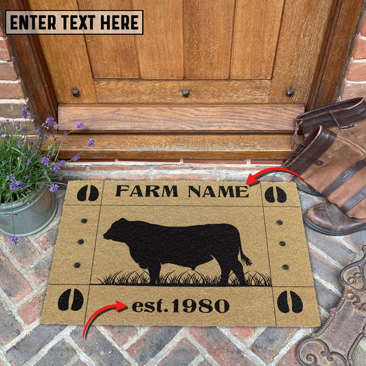 Uni Angus Hoove Custom Farm Name Custom Year Coir Doormat
