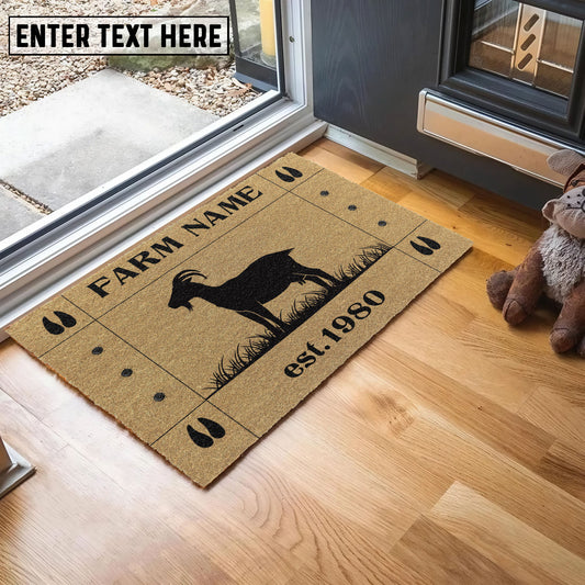 Uni Goat Hoove Custom Farm Name Custom Year Coir Doormat