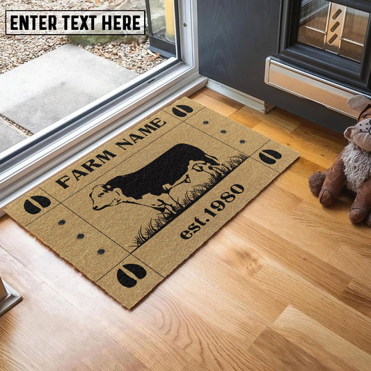Uni Hereford Hoove Custom Farm Name Custom Year Coir Doormat