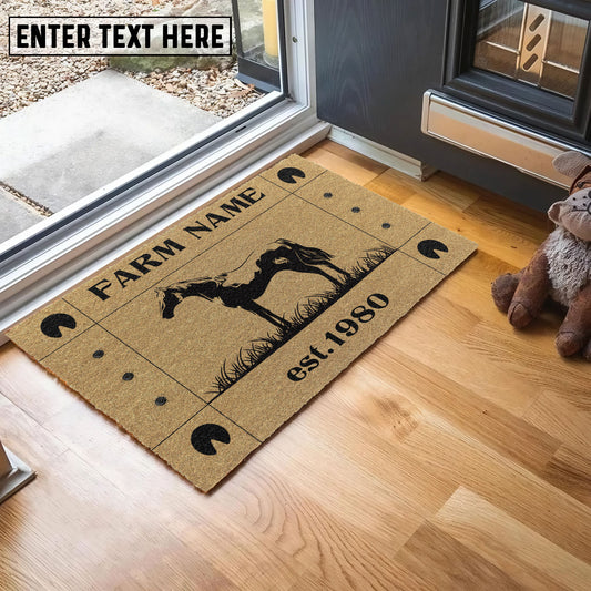 Uni Horse Hoove Custom Farm Name Custom Year Coir Doormat