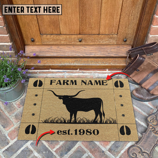 Uni Texas Longhorn Hoove Custom Farm Name Custom Year Coir Doormat