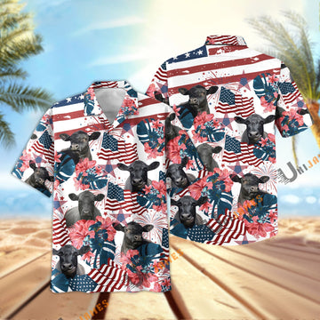 Uni Black Angus Happy America Hawaiian Shirt for Kids