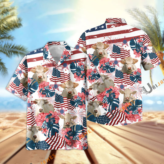 Uni Charolais Happy America Hawaiian Shirt