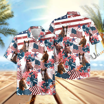 Uni Horse Happy America Hawaiian Shirt