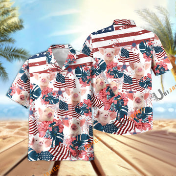 Uni Pig Happy America Hawaiian Shirt