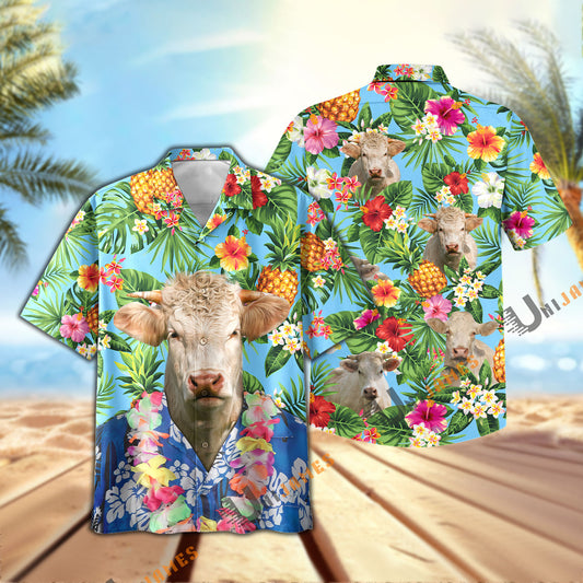Uni Charolais Summer Pineapple Chilling Hawaiian Shirt