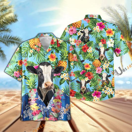 Uni Holstein Summer Pineapple Chilling Hawaiian Shirt