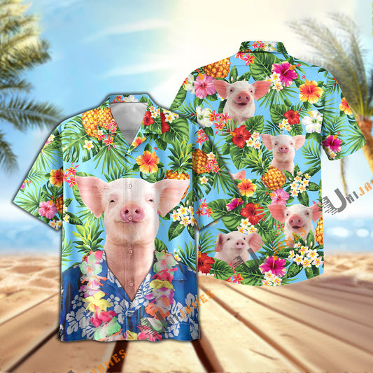 Uni Pig Summer Pineapple Chilling Hawaiian Shirt