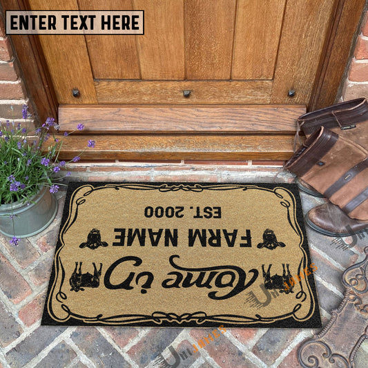 Uni Angus Funny Come In Go Away Custom Farm Name Custom Year Coir Doormat