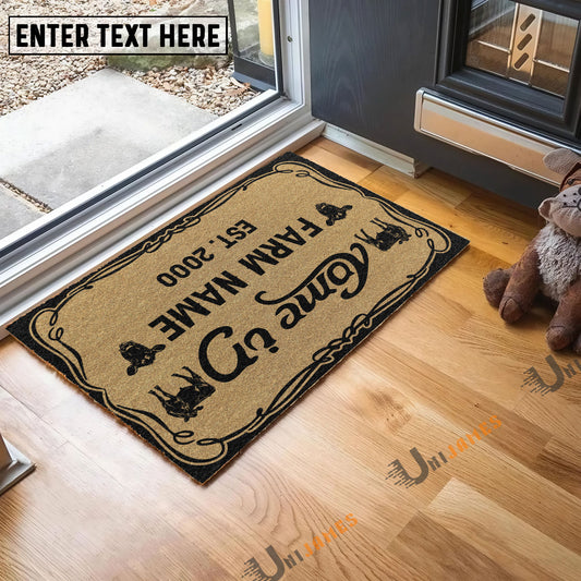 Uni Angus Funny Come In Go Away Custom Farm Name Custom Year Coir Doormat