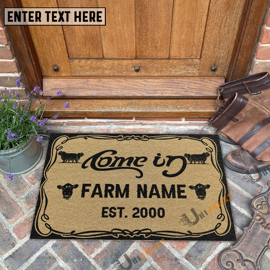 Uni Beefmaster Funny Come In Go Away Custom Farm Name Custom Year Coir Doormat