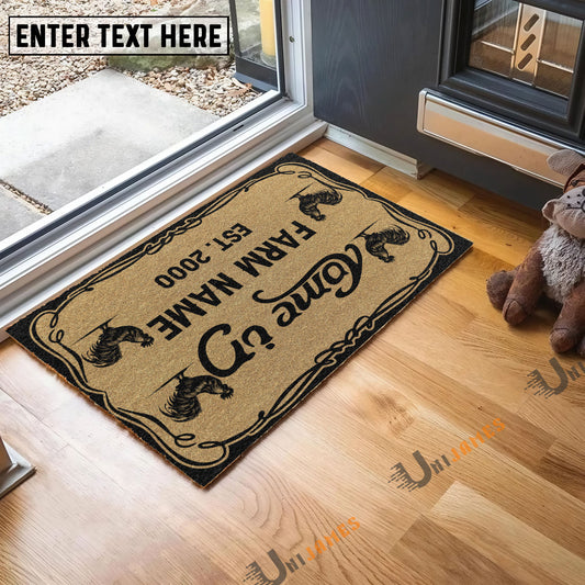 Uni Chicken Funny Come In Go Away Custom Farm Name Custom Year Coir Doormat