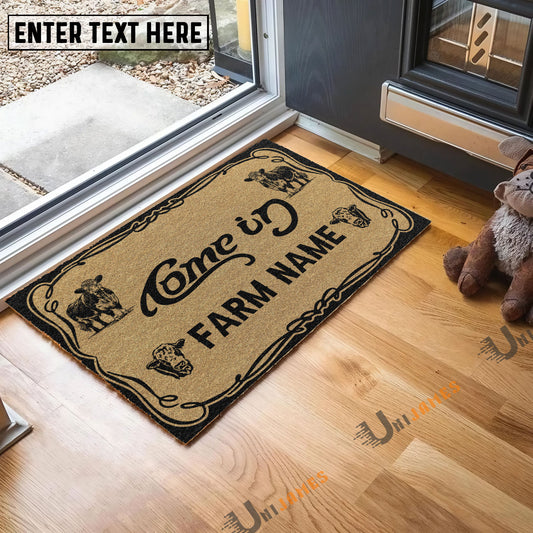 Uni Hereford Funny Come In Go Away Custom Farm Name Custom Year Coir Doormat