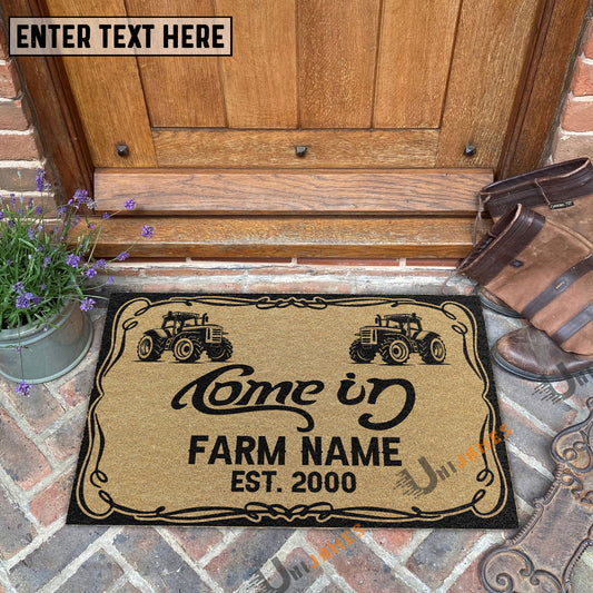 Uni Tractor Funny Come In Go Away Custom Farm Name Custom Year Coir Doormat
