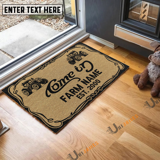 Uni Tractor Funny Come In Go Away Custom Farm Name Custom Year Coir Doormat