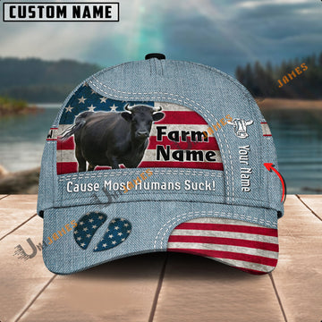 Uni Dexter US Flag Jeans Pattern Customized Name And Farm Name Cap