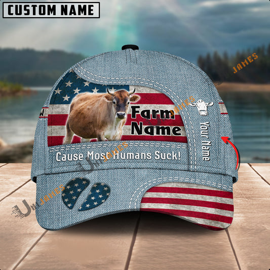 Uni Jersey US Flag Jeans Pattern Customized Name And Farm Name Cap