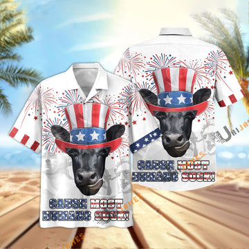 Uni Black Angus Happy 4th July Hawaiian Shirt