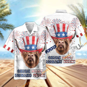 Uni Highland Happy 4th July Hawaiian Shirt