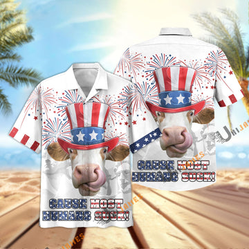 Uni Simmental Happy 4th July Hawaiian Shirt