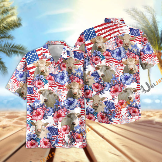 Uni Charolais Happy America 2 Hawaiian Shirt