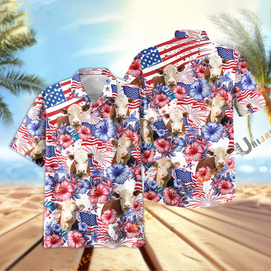 Uni Hereford Happy America 2 Hawaiian Shirt