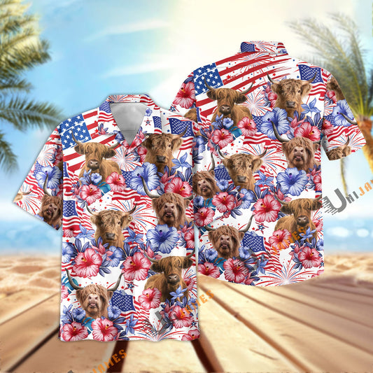 Uni Highland Happy America 2 Hawaiian Shirt