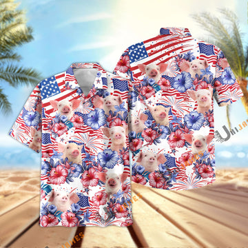 Uni Pig Happy America 2 Hawaiian Shirt