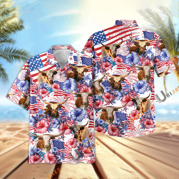 Uni Texas Longhorn Happy America 2 Hawaiian Shirt