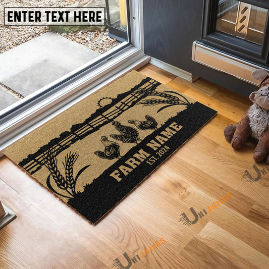 Uni Chicken Sunshine Field Custom Farm Name Custom Year Coir Doormat