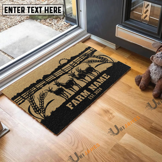 Uni Goat Sunshine Field Custom Farm Name Custom Year Coir Doormat