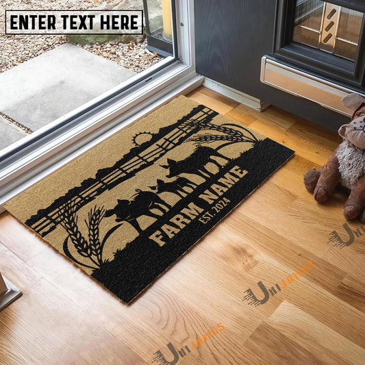 Uni Pig Sunshine Field Custom Farm Name Custom Year Coir Doormat