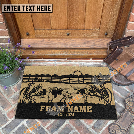 Uni Texas Longhorn Sunshine Field Custom Farm Name Custom Year Coir Doormat