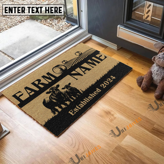 Uni Angus Straw Roll Custom Farm Name Custom Year Coir Doormat