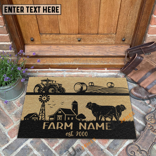 Uni Beefmaster Happy Ranch Custom Farm Name Custom Year Coir Doormat