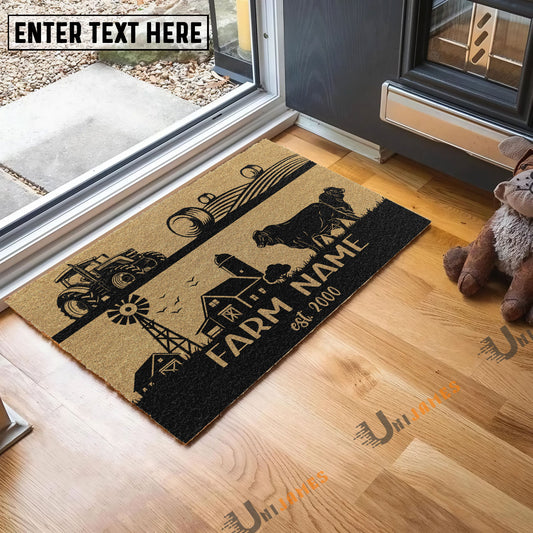 Uni Beefmaster Happy Ranch Custom Farm Name Custom Year Coir Doormat