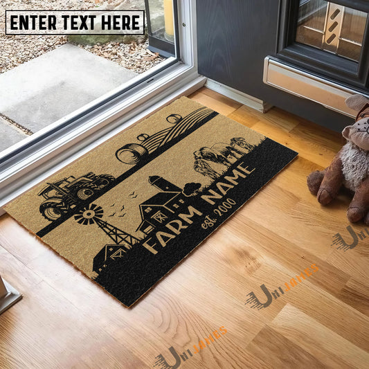 Uni Brahman Happy Ranch Custom Farm Name Custom Year Coir Doormat