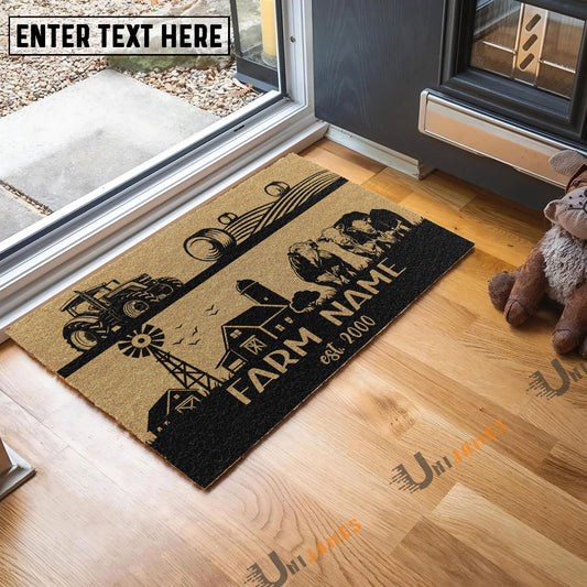 Uni Hereford Happy Ranch Custom Farm Name Custom Year Coir Doormat