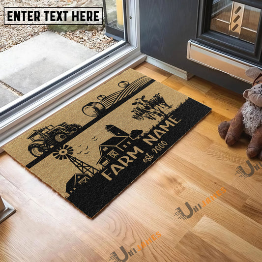 Uni Holstein Happy Ranch Custom Farm Name Custom Year Coir Doormat