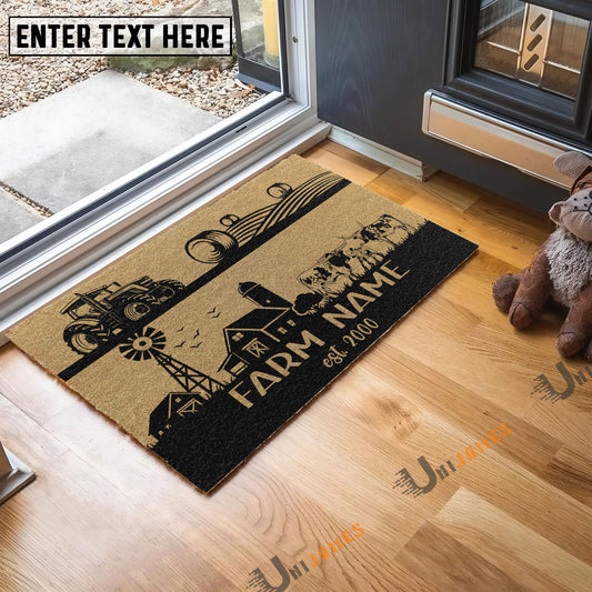 Uni Texas Longhorn Happy Ranch Custom Farm Name Custom Year Coir Doormat
