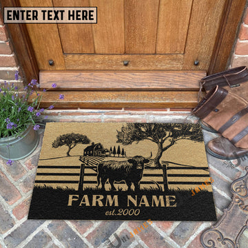 Uni Highland Little Ranch Custom Farm Name Custom Year Coir Doormat