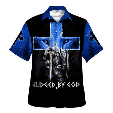 UniJames Warrior Lion Cross Judged By God Hawaiian Shirt - Christian Hawaiian Shirt - Religious Hawaiian Shirts