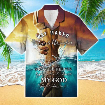 UniJames Way Maker Miracle Worker Hawaiin Shirt - Christian Hawaiin Shirt For Men & Women