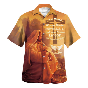 UniJames Way Marker Miracle Worker Promise Keeper Light In The Darkness My God Hawaiian Shirt - Christian Hawaiian Shirt - Best Hawaiian Shirts